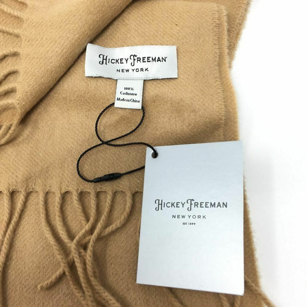 NWT Hickey Freeman New York 100% Cashmere Scarf Camel Fringe Warm Winter $179 - Picture 3 of 4